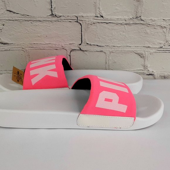 VICTORIA'S SECRET 'PINK' LOGO SLIDE SANDALS - Picture 3 of 16